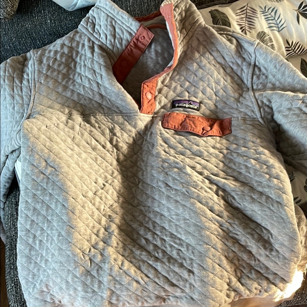 Patagonia Oversized Gray and Orange Hoodie